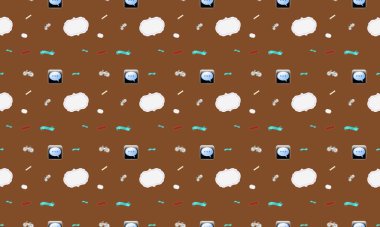 Farklı aksesuarlara sahip renkli arkaplan