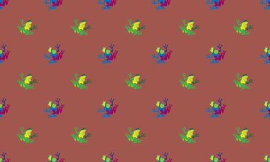 Farklı aksesuarlara sahip renkli arkaplan