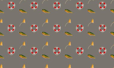 Farklı aksesuarlara sahip renkli arkaplan