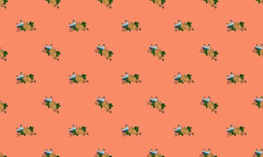 Farklı aksesuarlara sahip renkli arkaplan