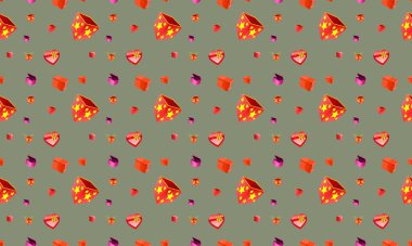 Farklı aksesuarlara sahip renkli arkaplan