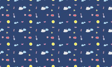 Farklı aksesuarlara sahip renkli arkaplan