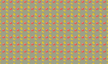 Farklı aksesuarlara sahip renkli arkaplan