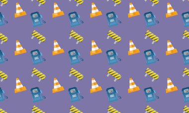 Farklı aksesuarlara sahip renkli arkaplan