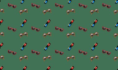 Farklı aksesuarlara sahip renkli arkaplan