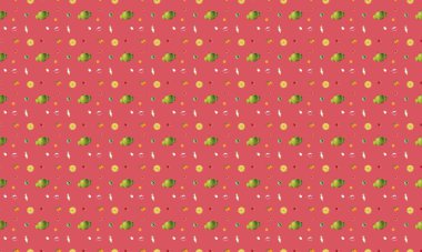 Farklı aksesuarlara sahip renkli arkaplan