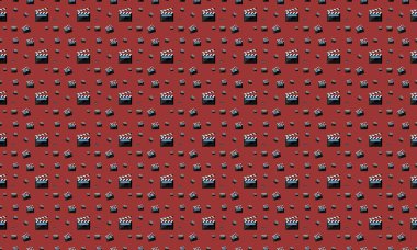 Farklı aksesuarlara sahip renkli arkaplan