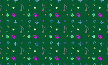 Farklı aksesuarlara sahip renkli arkaplan