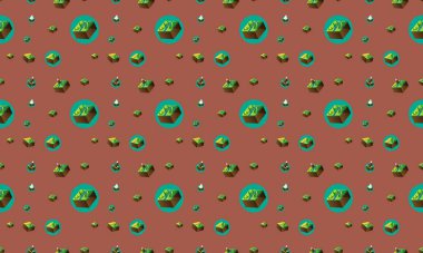 Farklı aksesuarlara sahip renkli arkaplan