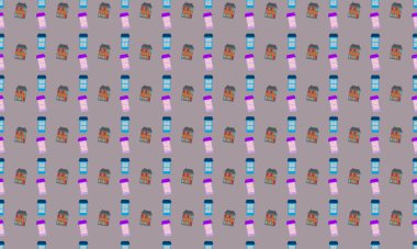 Farklı aksesuarlara sahip renkli arkaplan