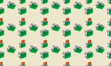 Farklı aksesuarlara sahip renkli arkaplan