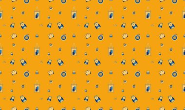 Farklı aksesuarlara sahip renkli arkaplan