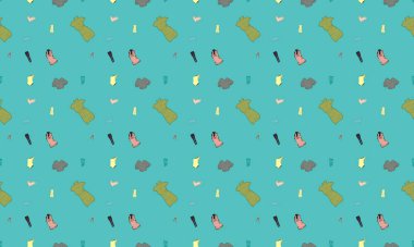 Farklı aksesuarlara sahip renkli arkaplan