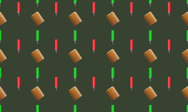 Farklı aksesuarlara sahip renkli arkaplan