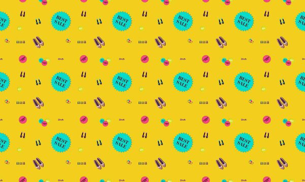 Colored background with different accessories