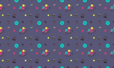 Farklı aksesuarlara sahip renkli arkaplan