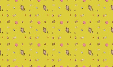 Farklı aksesuarlara sahip renkli arkaplan