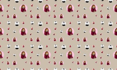 Farklı aksesuarlara sahip renkli arkaplan