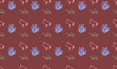 Farklı aksesuarlara sahip renkli arkaplan