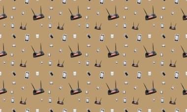 Farklı aksesuarlara sahip renkli arkaplan