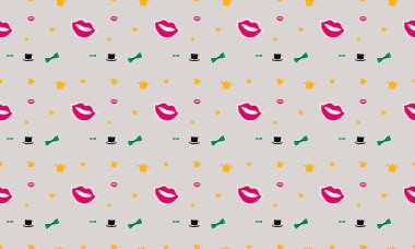 Farklı aksesuarlara sahip renkli arkaplan