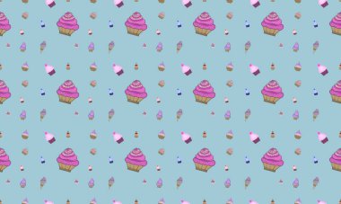 Farklı aksesuarlara sahip renkli arkaplan