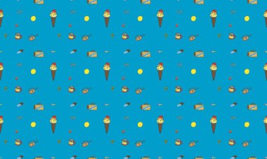 Farklı aksesuarlara sahip renkli arkaplan