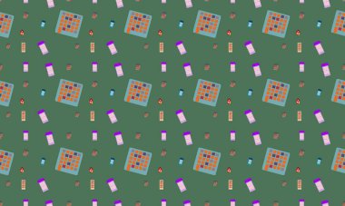 Farklı aksesuarlara sahip renkli arkaplan