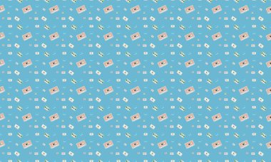 Farklı aksesuarlara sahip renkli arkaplan