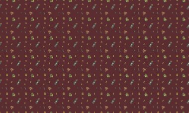 Farklı aksesuarlara sahip renkli arkaplan