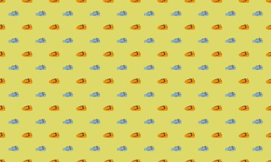 Farklı aksesuarlara sahip renkli arkaplan