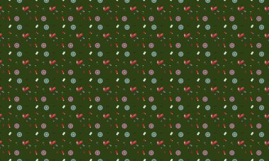 Farklı aksesuarlara sahip renkli arkaplan