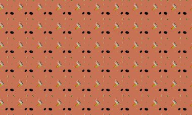 Farklı aksesuarlara sahip renkli arkaplan