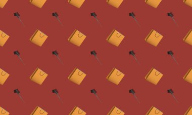 Farklı aksesuarlara sahip renkli arkaplan