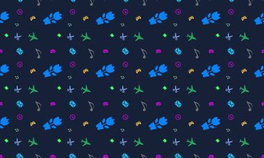 Farklı aksesuarlara sahip renkli arkaplan