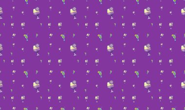 Farklı aksesuarlara sahip renkli arkaplan