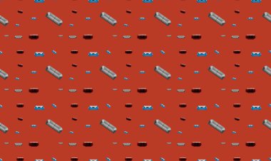 Farklı aksesuarlara sahip renkli arkaplan