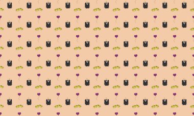 Farklı aksesuarlara sahip renkli arkaplan