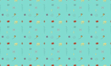 Farklı aksesuarlara sahip renkli arkaplan