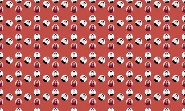 Farklı aksesuarlara sahip renkli arkaplan