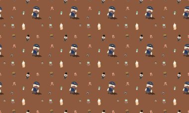 Farklı aksesuarlara sahip renkli arkaplan