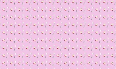 Farklı aksesuarlara sahip renkli arkaplan