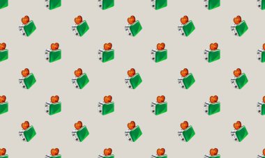 Farklı aksesuarlara sahip renkli arkaplan