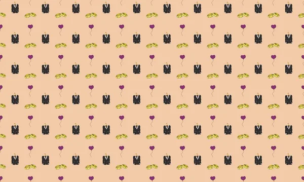 Farklı aksesuarlara sahip renkli arkaplan