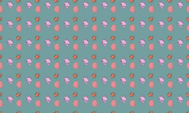 Farklı aksesuarlara sahip renkli arkaplan