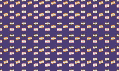 Farklı aksesuarlara sahip renkli arkaplan