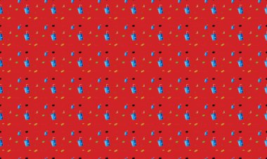 Farklı aksesuarlara sahip renkli arkaplan