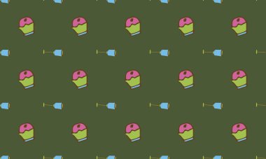 Farklı aksesuarlara sahip renkli arkaplan