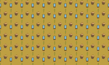 Farklı aksesuarlara sahip renkli arkaplan