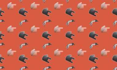 Farklı aksesuarlara sahip renkli arkaplan